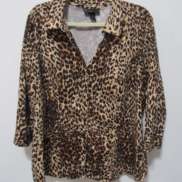 Lane Bryant Tops - Lane Bryant Button Down Leopard Print Blouse